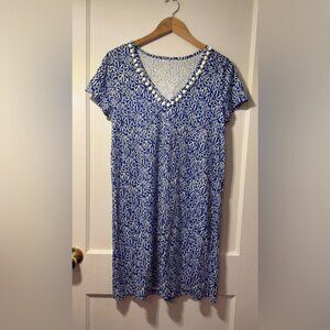 Lilly Pulitzer Etta V neck 100% cotton dress Size L
